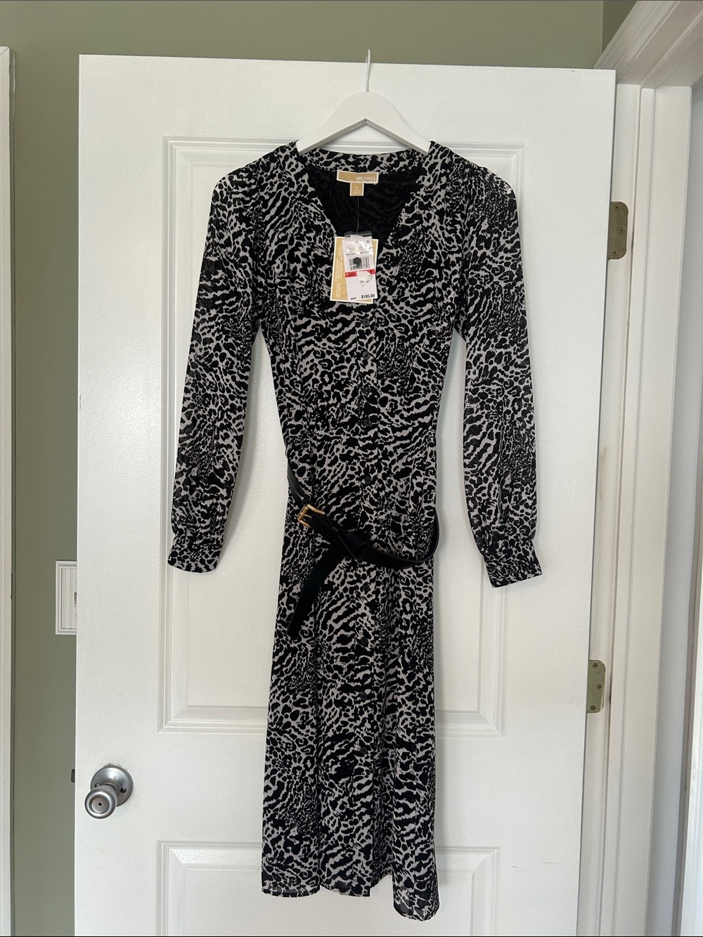 Michael Kors Women's Black & Gray Printed Wrap Dress